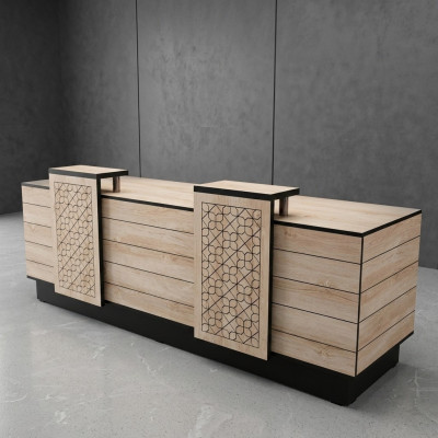 Reception desk office hotel wood brown table