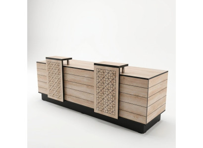 Reception desk office hotel wood brown table