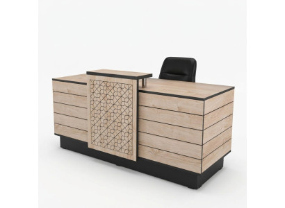Reception desk reception counter office hotel wood brown table