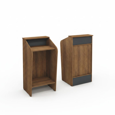 Reception desk counter office hotel wood brown table