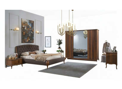 Double Bed Complete Bedroom Bed Set 4-piece Bed Frame Brown 180