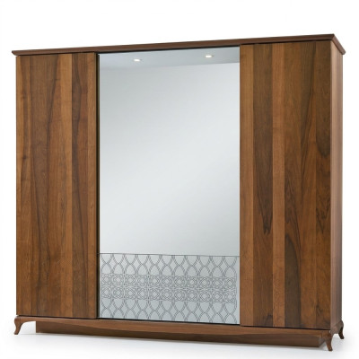 Wardrobe Cupboard Wooden Cabinet Brown Mirror Bedroom Wardrobe