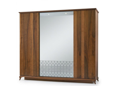 Wardrobe Cupboard Wooden Cabinet Brown Mirror Bedroom Wardrobe