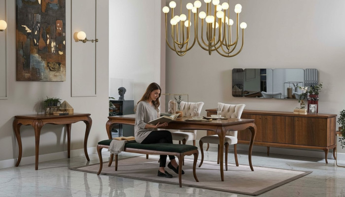 Dining set dining room furniture dining corner set dining room 8-piece wood brown table