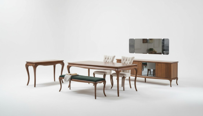 Dining set dining room furniture dining corner set dining room 8-piece wood brown table