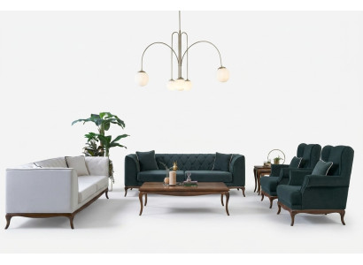 Sofa set three-seater armchair two-seater fabric sofa green upholstered sofas