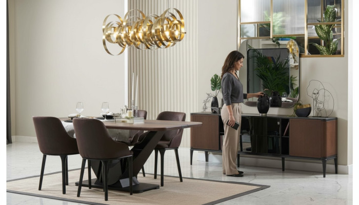 Dining nook dining set dining room furniture set dining room 9-piece wood brown table