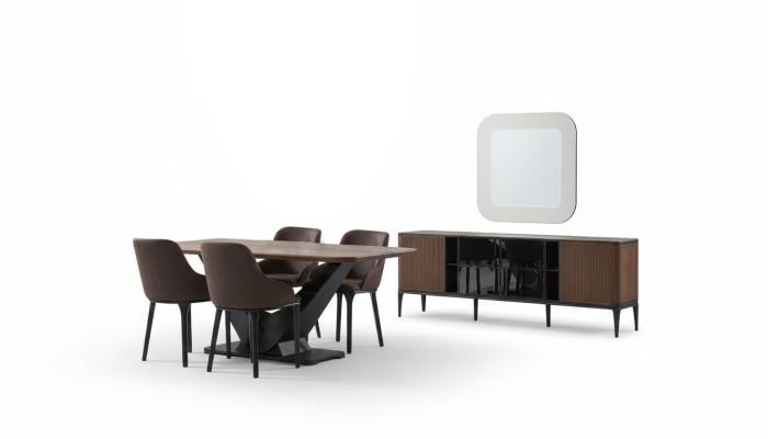 Dining nook dining set dining room furniture set dining room 9-piece wood brown table
