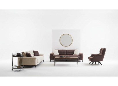 Upholstery Sofas Couch Suite Sofa Armchair Fabric Sofa Set 3-piece Brown Fabric