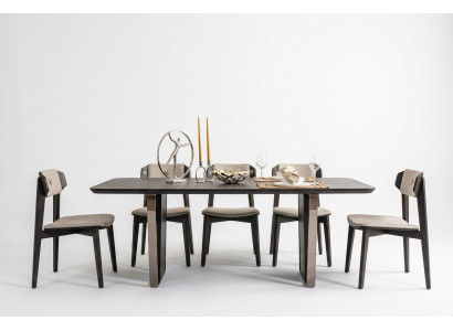 Dining room dining set dining room furniture dining nook set 8-piece wood brown table