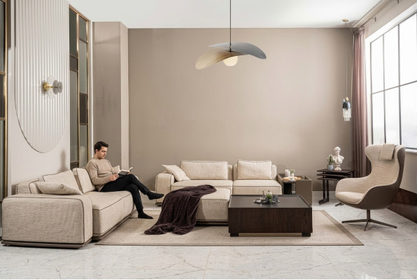 Sofa set three-seater sofa fabric sofa beige upholstered sofas armchair set
