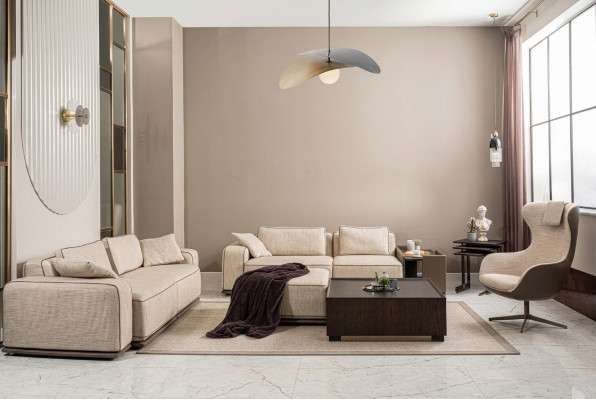 Sofa set three-seater sofa fabric sofa beige upholstered sofas armchair set