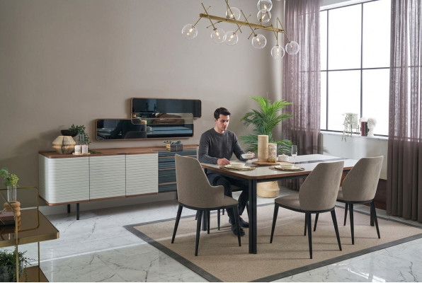 Dining corner dining room set dining group dining room furniture set 9-piece wood white