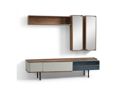 Wall unit TV stand RTV lowboard sideboard brown wood cabinet modern