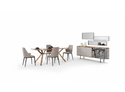Dining Room Set Dining Nook Dining Room Dining Group Dining Room Furniture 7-Piece Wood Beige