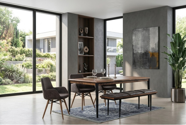 Group dining corner dining room dining set dining room furniture set 8-piece wood brown