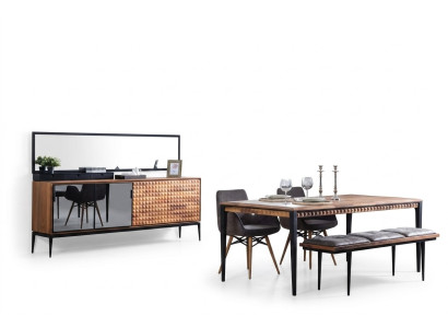 Group dining corner dining room dining set dining room furniture set 8-piece wood brown