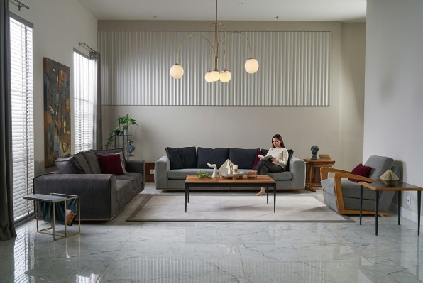 Modern sofa set single-seater gray fabric sofa upholstered sofa