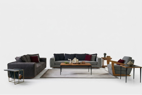 Modern sofa set single-seater gray fabric sofa upholstered sofa