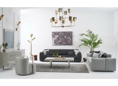 Complete sofa set, fabric sofa upholstered sofas, gray set 3-piece, new.