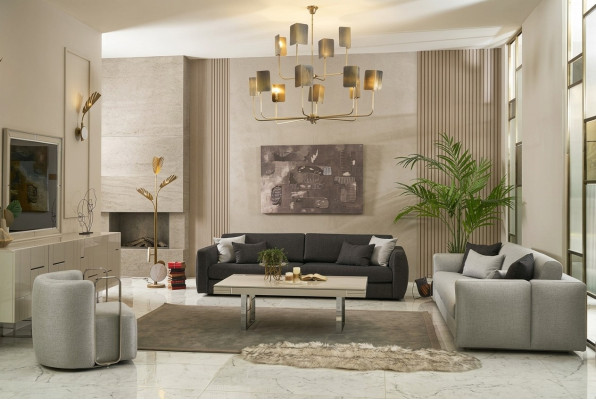Fabric sofa set complete sofa upholstered sofas gray set 4-piece new