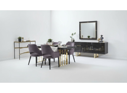 Luxury Dining Area Dining Room Dining Group Dining Room Furniture Set 9-piece Wood Black