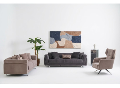 Sofa Set Complete Sofas Fabric Sofa Upholstered Sofas Beige Set 3-piece