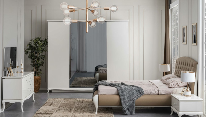 Bedroom set double bed suite bed frame bed set 6-piece white