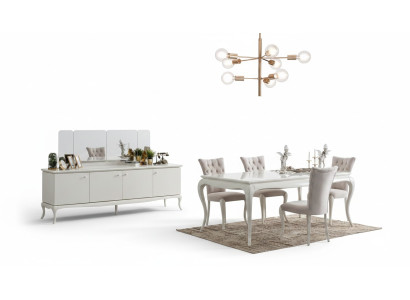 Dining set dining nook dining room dining table wood white set 7-piece sideboard