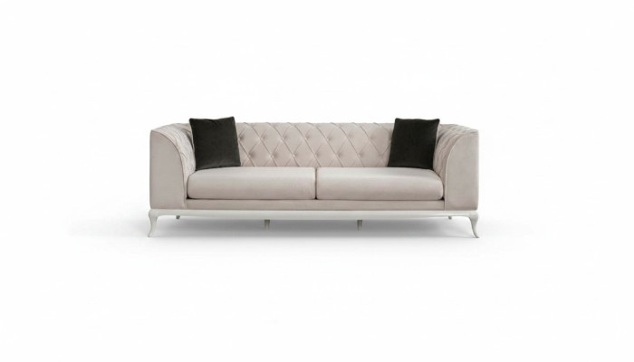 Living room fabric sofa three-seater Chesterfield couch sofa 3-seater beige fabric