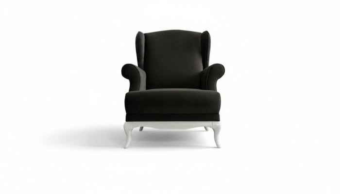 Single-seater armchair fabric living room classic black upholstered seat