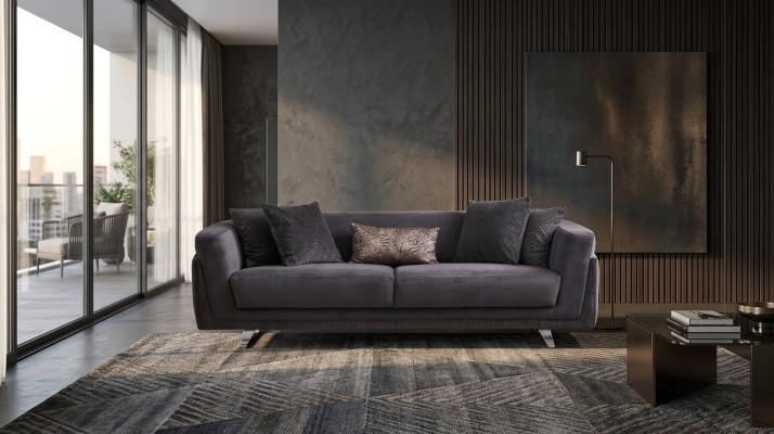 Three-seater couch sofa 3-seater gray fabric fabric sofa upholstered sofa design