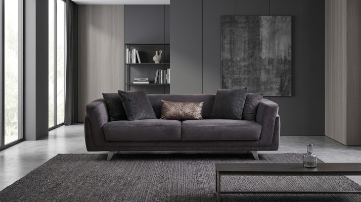 Couch with bed function, sofa, 3-seater, gray fabric, fabric sofa, three-seater.