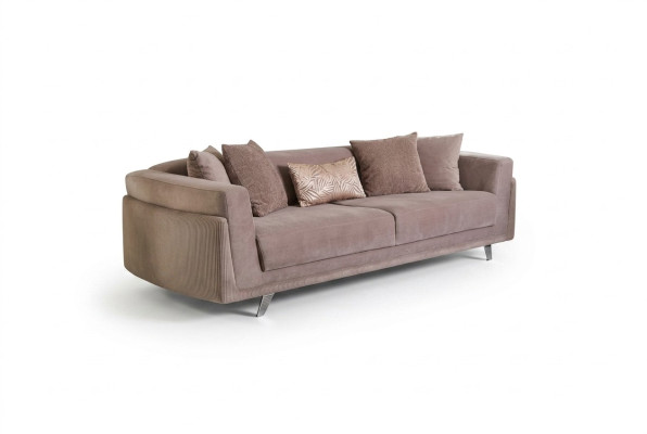 Three-seater couch with bed function sofa 3-seater beige fabric fabric sofa