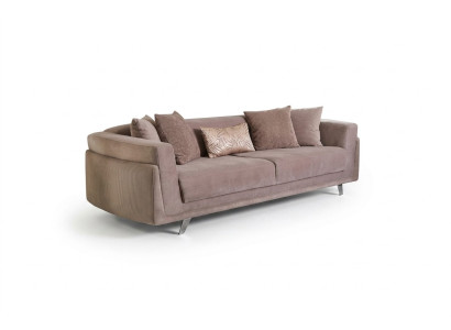Three-seater couch with bed function sofa 3-seater beige fabric fabric sofa