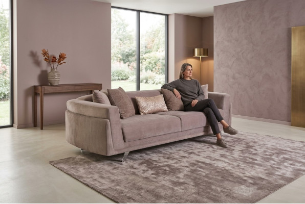 Design fabric sofa three-seater couch sofa, 3 seats, beige fabric upholstered sofa