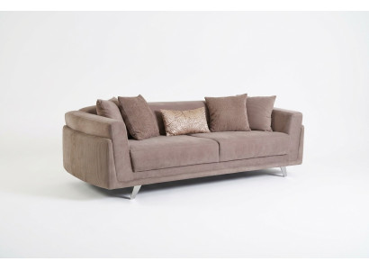 Design fabric sofa three-seater couch sofa, 3 seats, beige fabric upholstered sofa