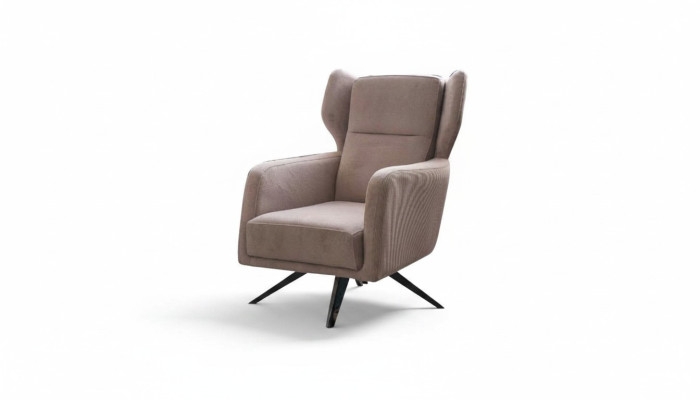 Luxury Armchair Single-Seater Fabric Living Room Design Beige Upholstery Seat