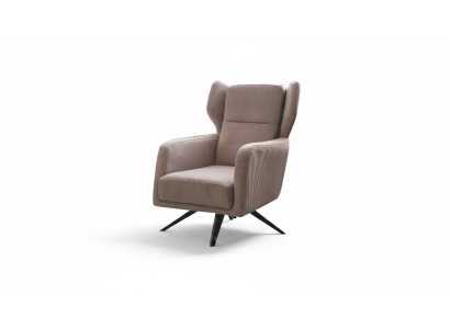 Luxury Armchair Single-Seater Fabric Living Room Design Beige Upholstery Seat