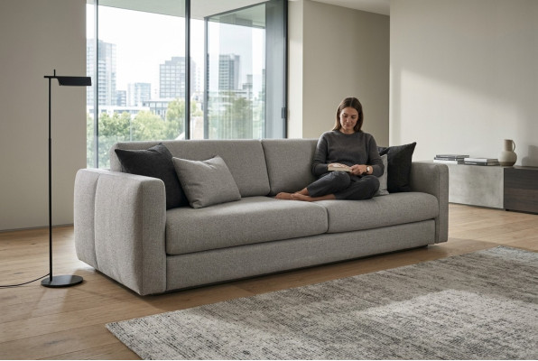 Couch Upholstered Sofa Three-Seater Sofa 3 Seater Gray Fabric Fabric Sofa Design