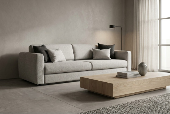 Couch Upholstered Sofa Three-Seater Sofa 3 Seater Gray Fabric Fabric Sofa Design