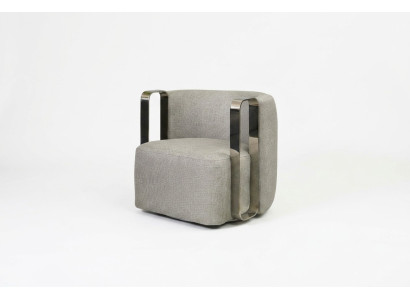 Modern Armchair Single-Seater Fabric Living Room Grey Upholstered Seat Design