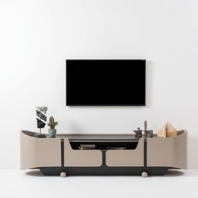RTV Lowboard TV Stand Living Room Wood Beige Sideboard Table Modern