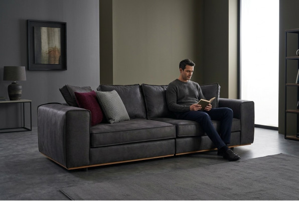 Three-seater couch sofa, 3-seater, grey fabric, fabric sofa, upholstered sofa, design