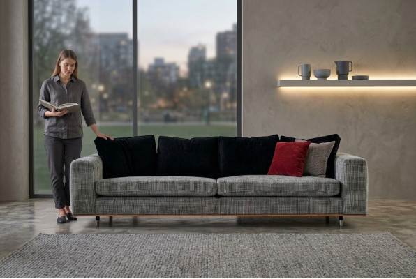 Four-seater sofa, four-seat couch, fabric, fabric sofa, upholstered sofa, modern.