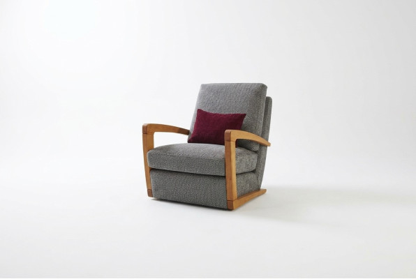 Armchair Single-Seater Fabric Living Room Classic Gray Upholstered Seat.