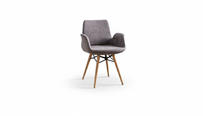 Dining chair kitchen chair group of chairs with armrests 4-piece gray fabric