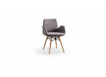 Dining chair kitchen chair group of chairs with armrests 4-piece gray fabric