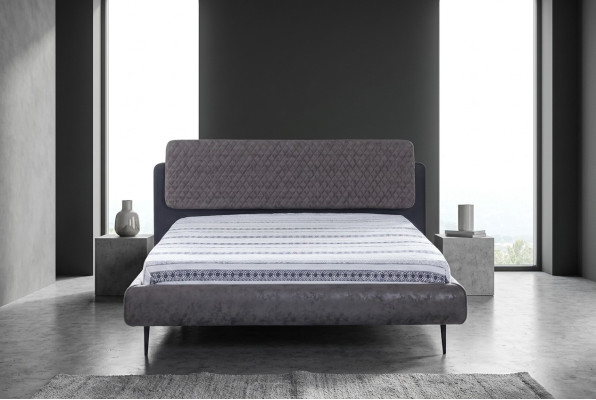 Double bed 160 cm bed frame gray fabric beds modern sleeping area