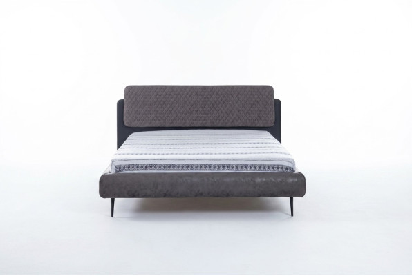 Double bed 160 cm bed frame gray fabric beds modern sleeping area